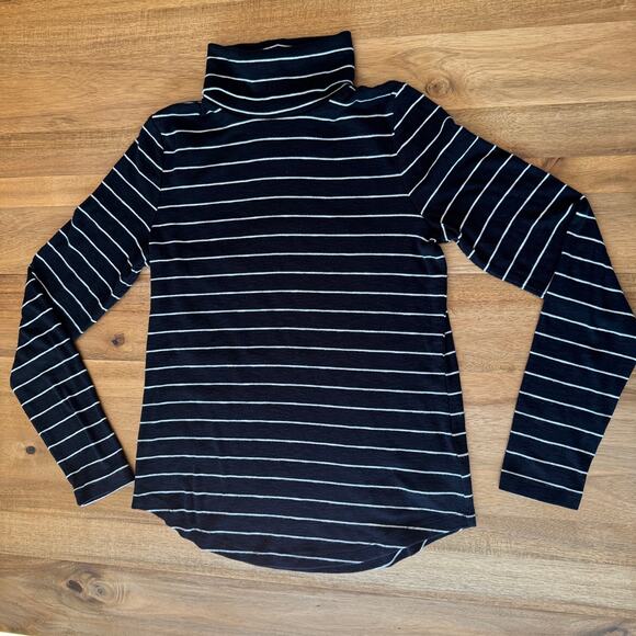 Gap Ribbed Striped Turtleneck Top Black Size Small - Picture 8 of 16